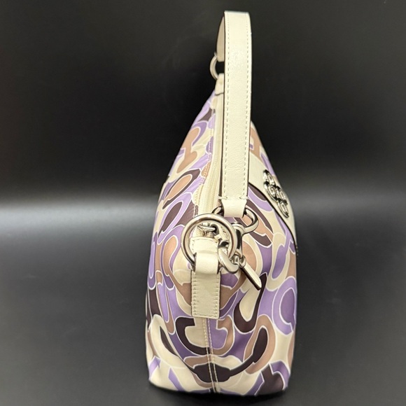 COACH 44837 Julia Outline OP Art Lilac Sateen Pouch Small Purse Shoulder Handbag - Picture 4 of 16